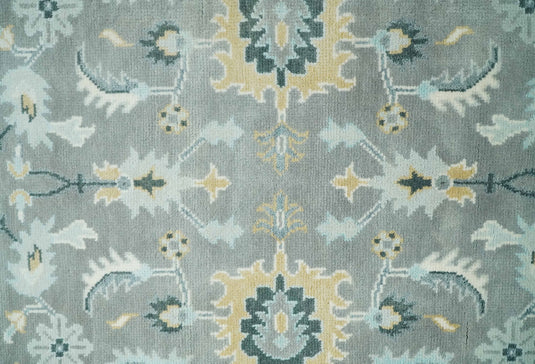 Hand Knotted Vintage Oriental Traditional Grey and Ivory Oushak Wool Area Rug | CP1101810