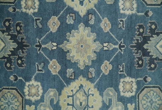 Hand Knotted Oriental Blue and Beige Traditional Oushak Wool Area Rug | CP1103810