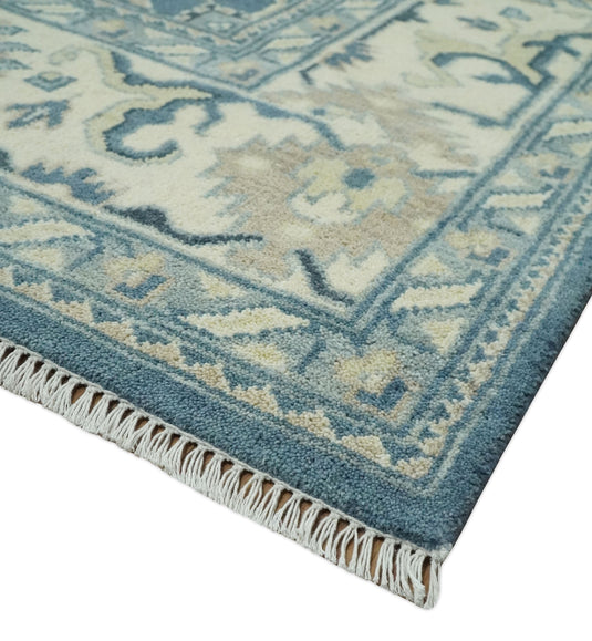 Hand Knotted Oriental Blue and Beige Traditional Oushak Wool Area Rug | CP1103810